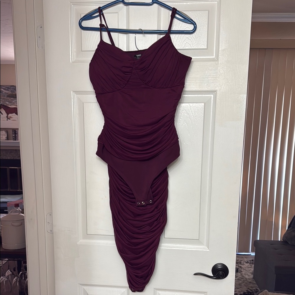 Elegant Two Piece Bodysuit/Shirt Burgundy
